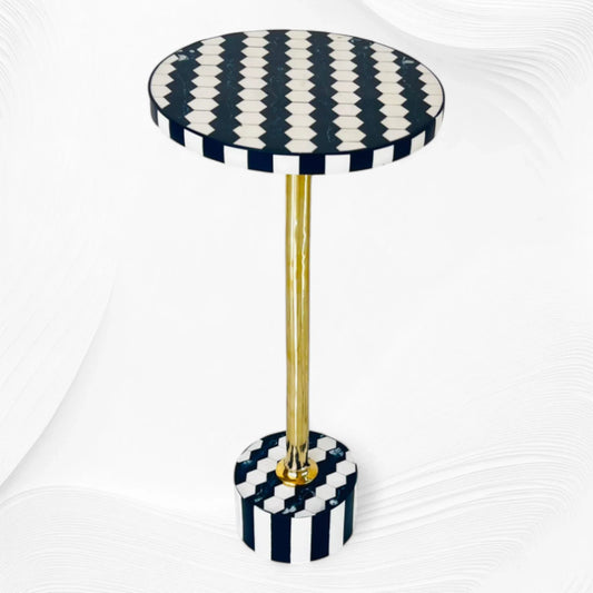 Hexa Inlay Side Table Blue