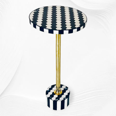 Hexa Inlay Side Table Blue