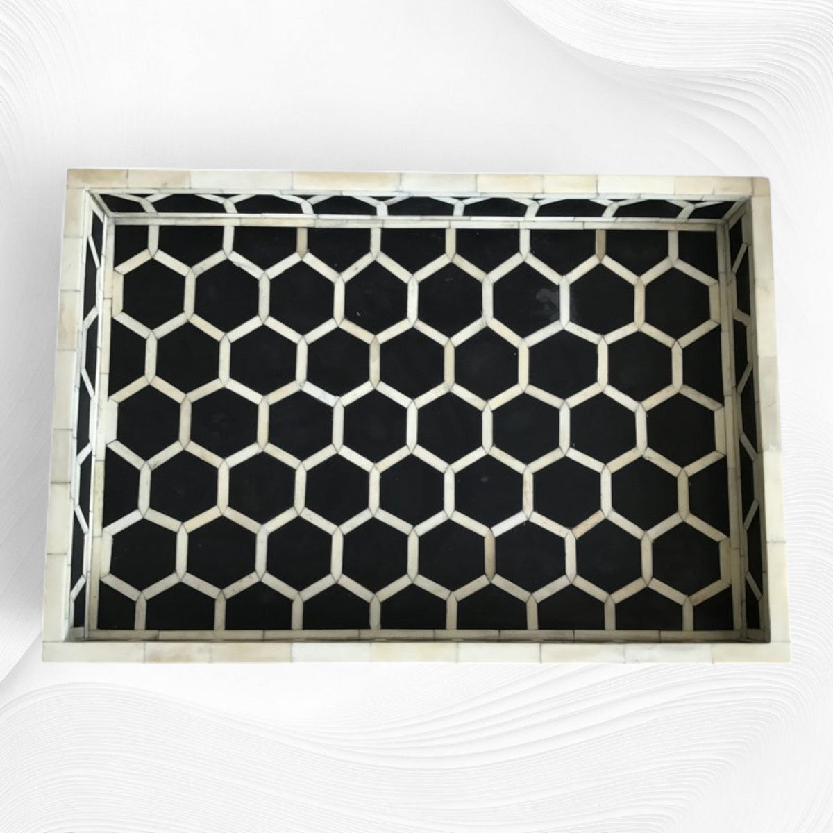 Honeycomb Bone Inlay Tray Black