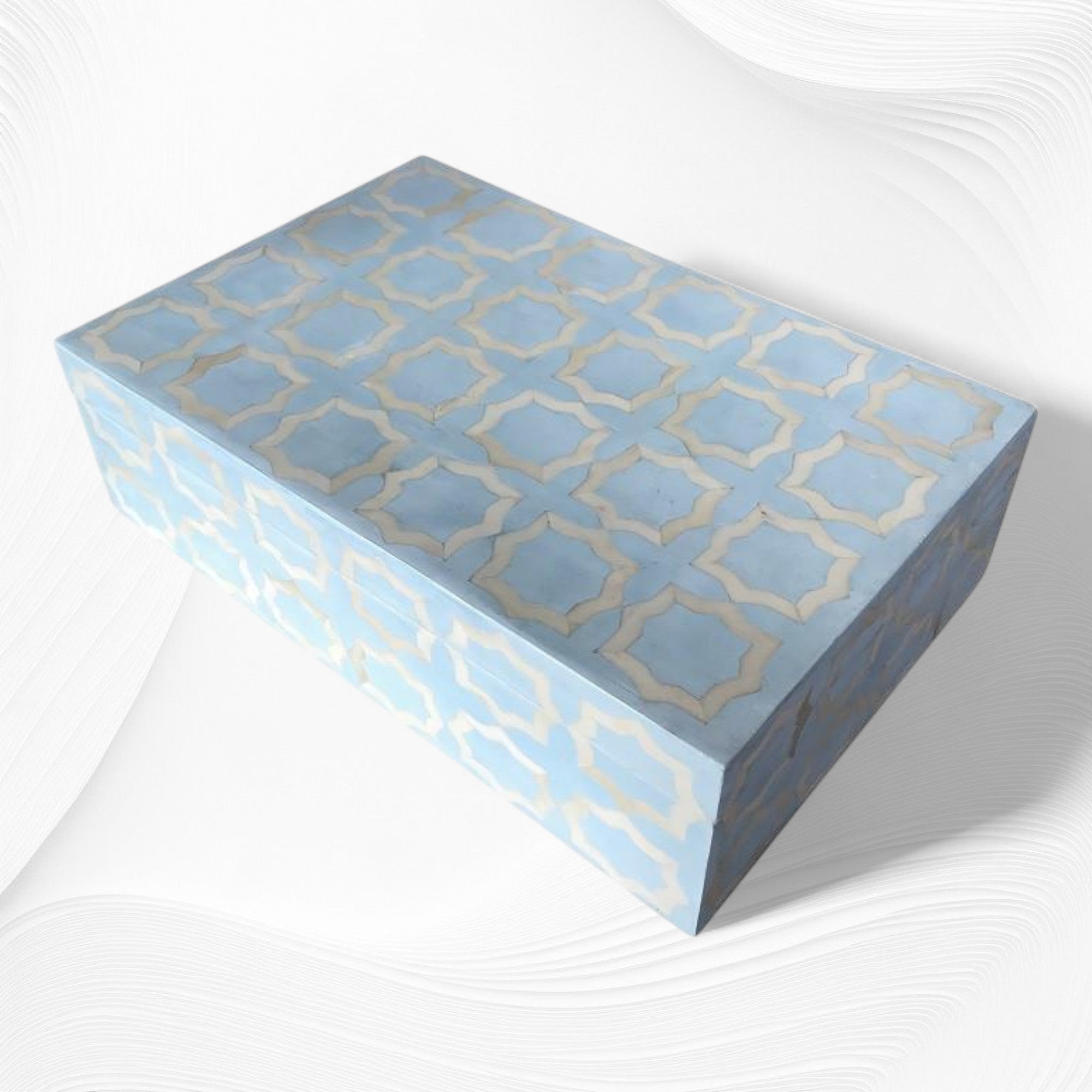 Cool Box Inlay Ice Blue Moroccan Bone Inlay Box – Luxury Handicrafts