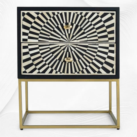 Illusion Bone Inlay Nightstand Black