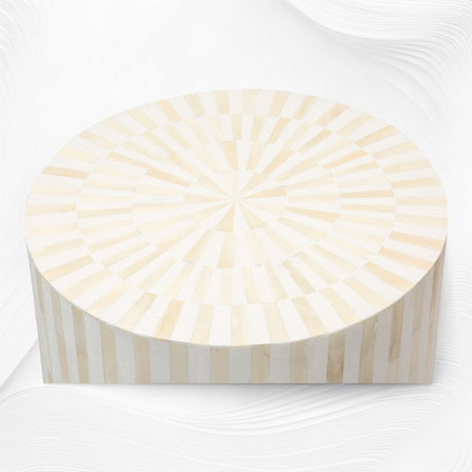 Illusion Bone Inlay Stripe Side Table White