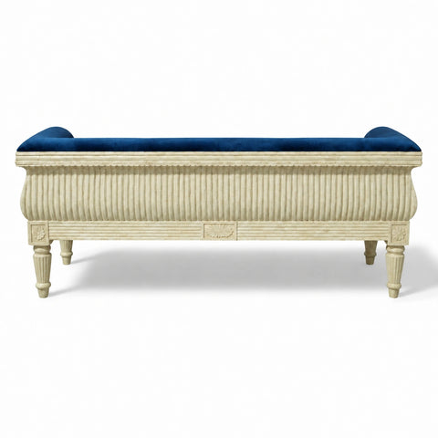 Handcrafted Bone Inlay 3 Seater Fabric Sofa