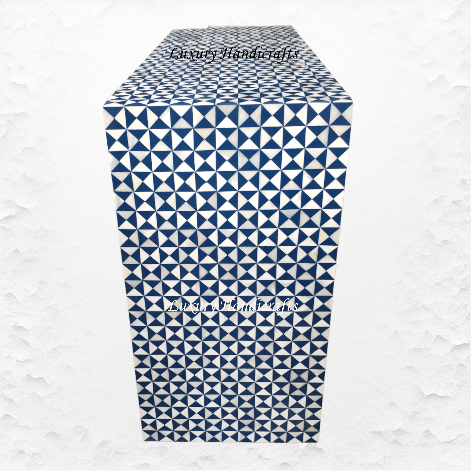 Intarsia Bone Inlay Triangle Console Blue 3