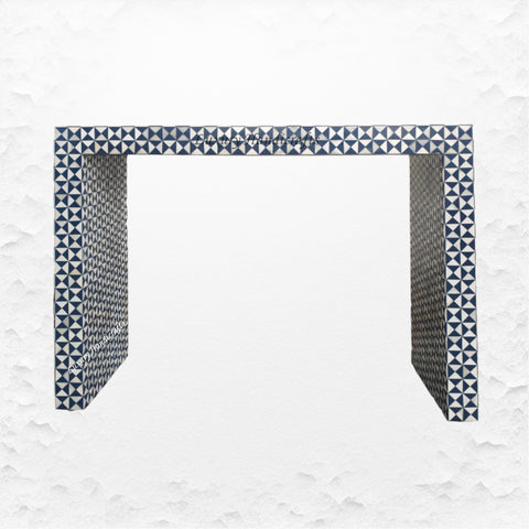 Intarsia Bone Inlay Triangle Console Blue