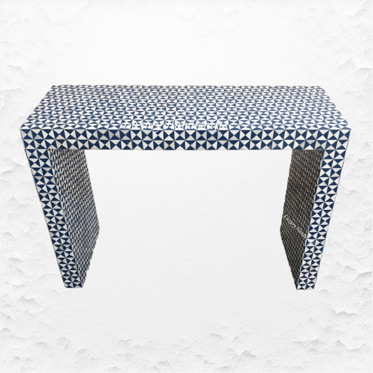 Intarsia Bone Inlay Triangle Console Blue