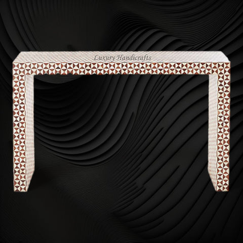 Intarsia Bone Teakwood Inlay Triangle Console