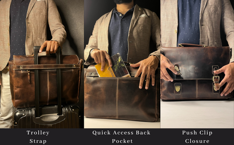 Jack 16" Leather Briefcase Laptop Messenger Bag Mulberry