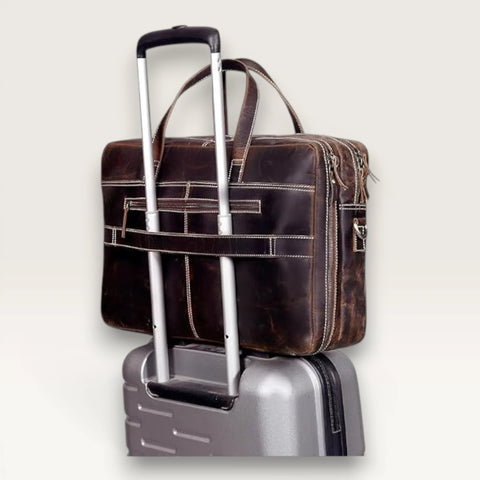 James Genuine Leather 16" Briefcase Brown