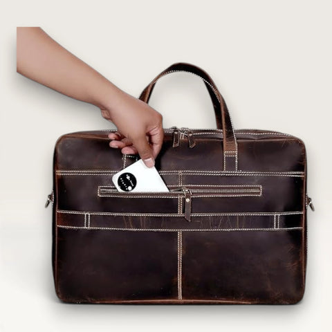 James Genuine Leather 16" Briefcase Brown