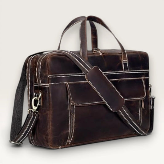 James Genuine Leather 16" Briefcase Brown