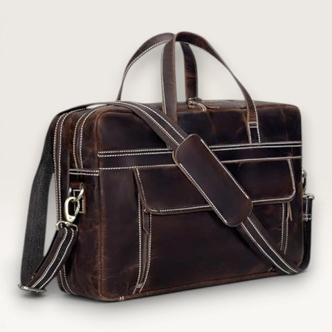 James Genuine Leather 16" Briefcase Brown