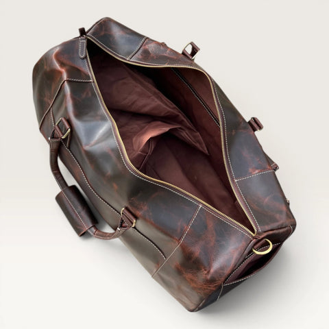 Javier Full Grain Leather Duffel Bag Men's with Shoe Compartment