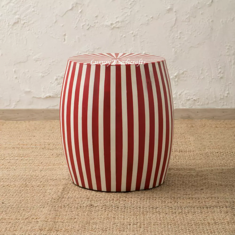 Jesse Bone Inlay Stripe Drum Side Table
