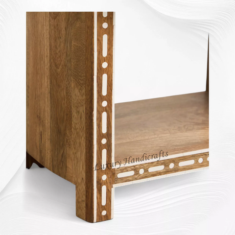 Jiya Mango Wood Inlay Bedside 1 Drawer