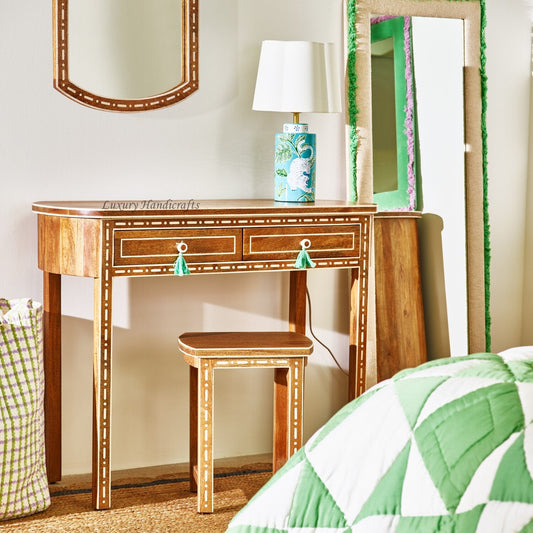 Jiya Mango Wood Inlay Dressing Table