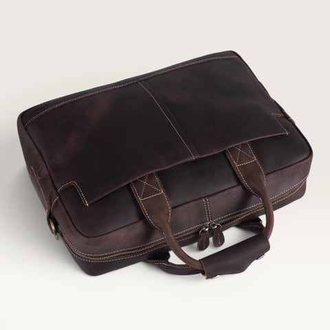 John Genuine Full Grain Leather Men's 16 Inch Laptop Briefcase