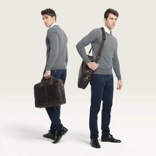 John Genuine Full Grain Leather Men's 16 Inch Laptop Briefcase