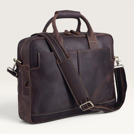 John Genuine Full Grain Leather Men's 16 Inch Laptop Briefcase