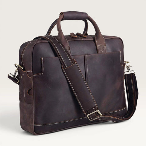 John Genuine Full Grain Leather Men's 16 Inch Laptop Briefcase