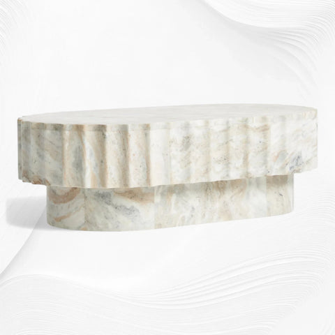 Jolie Marble Coffee Table Oval Fantasy Brown