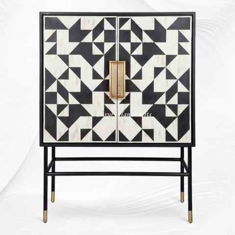 Junto Bone Inlay Bar Cabinet Black
