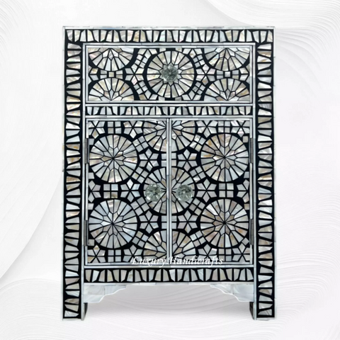 Kaleidoscope Bone Inlay Nightstand Black