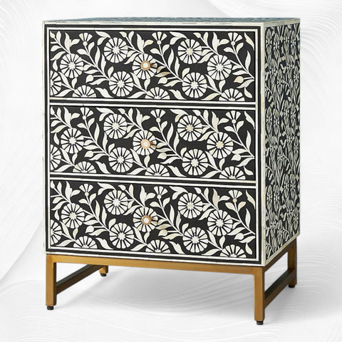 Lalita Bone Inlay Nightstand Black