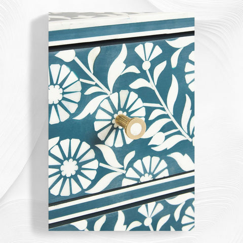 Lalita Bone Inlay Nightstand Teal Green | Green Bedside Table