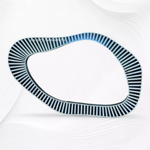 Large Abstract Bone Inlay Wall Mirror Black