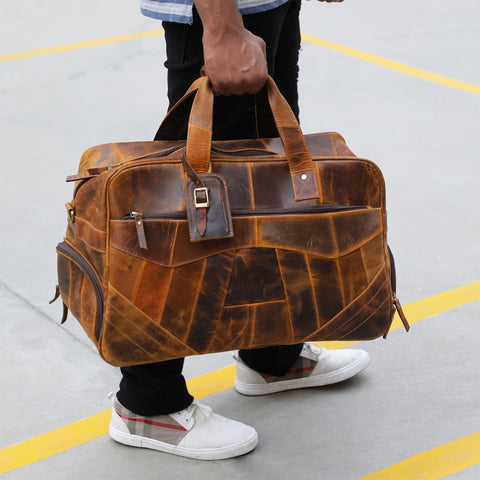 Levi Genuine Leather Duffle Bag Brown