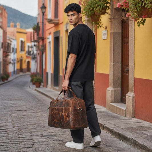 Levi Genuine Leather Duffle Bag Brown