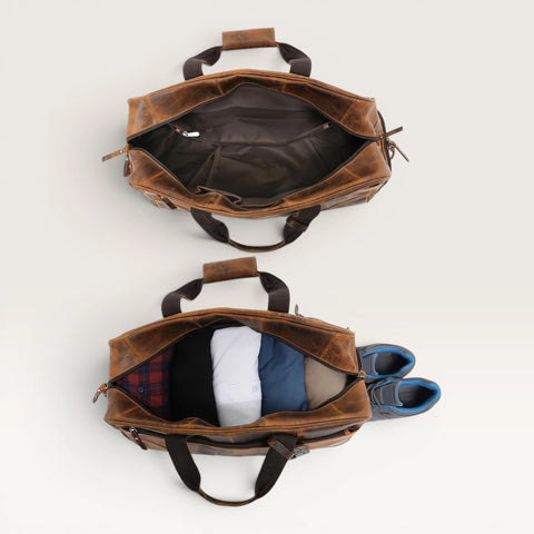 Levi Genuine Leather Duffle Bag Dark Brown