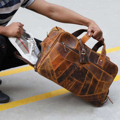 Levi Genuine Leather Duffle Bag Brown