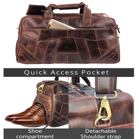 Levi Genuine Leather Duffle Bag Dark Brown
