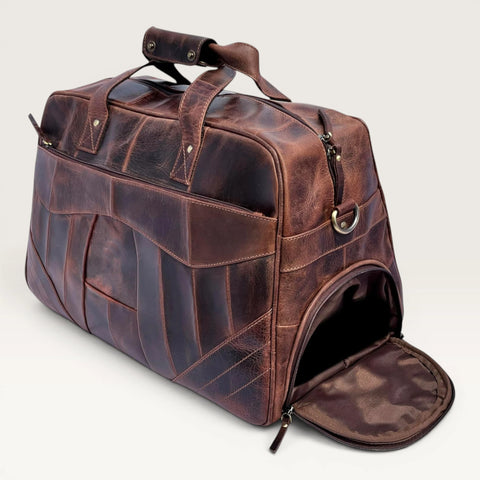 Levi Genuine Leather Duffle Bag Dark Brown