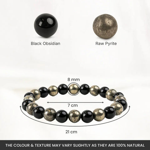 LH Richie Rich Bracelet Pyrite & Black Obsidian