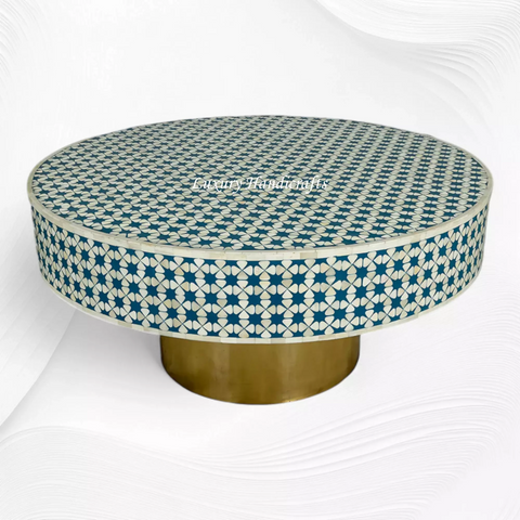 Lisa Bone Inlay Round Coffee Table Indigo