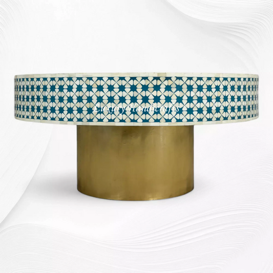 Lisa Bone Inlay Round Coffee Table Indigo
