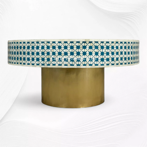 Lisa Bone Inlay Round Coffee Table Indigo