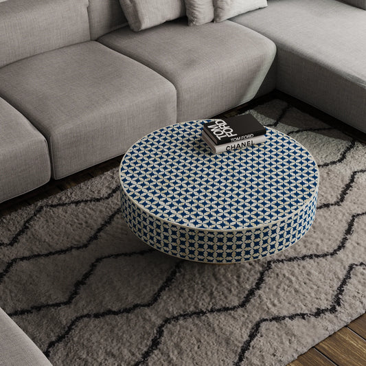 Lisa Mother of Pearl Inlay Oval Coffee Table Indigo