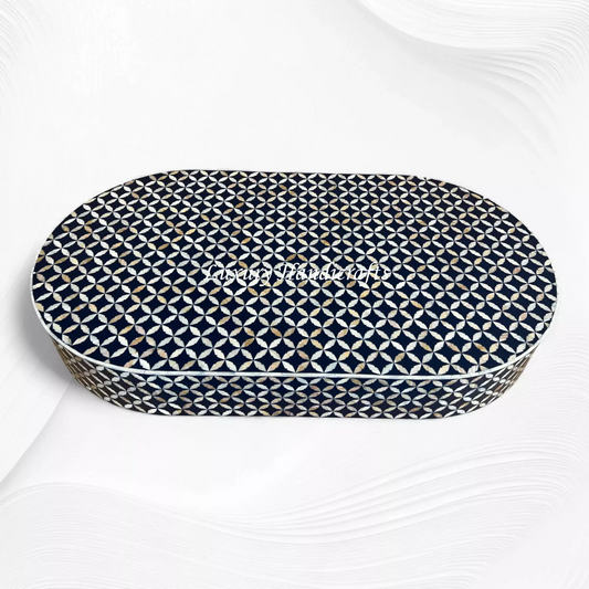 Lisa Mother of Pearl Inlay Oval Coffee Table Indigo