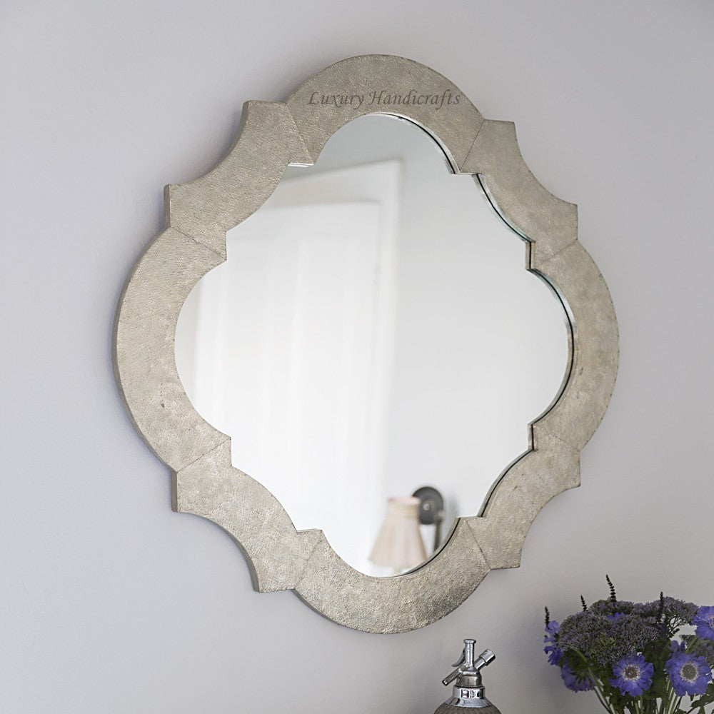 Lotus White Metal Mirror
