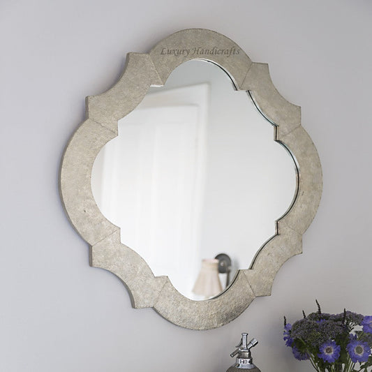 Lotus White Metal Mirror
