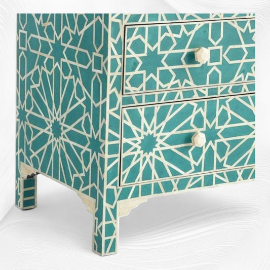 Marrakesh Bone Inlay Chest Of 4 Drawers Green