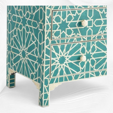 Marrakesh Bone Inlay Chest Of 4 Drawers Green