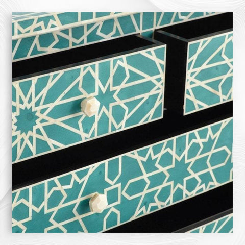 Marrakesh Bone Inlay Chest Of 4 Drawers Green
