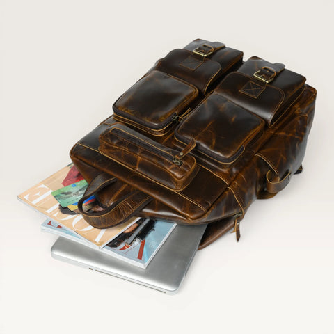 Michael Genuine Leather Backpack Unisex Multifunctional