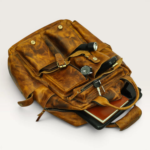 Michael Genuine Leather Backpack Unisex Multifunctional