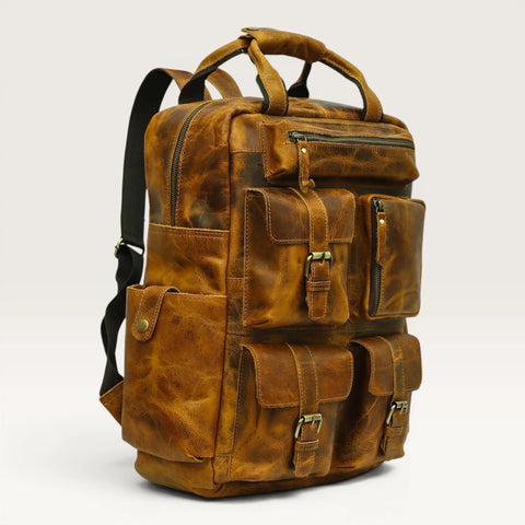 Michael Genuine Leather Backpack Unisex Multifunctional
